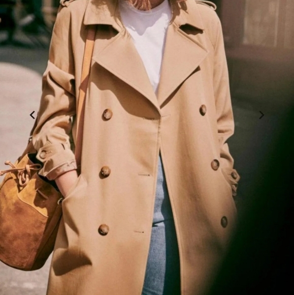 Imported Sezane Scott trench coat camel NEW - Picture 8 of 16